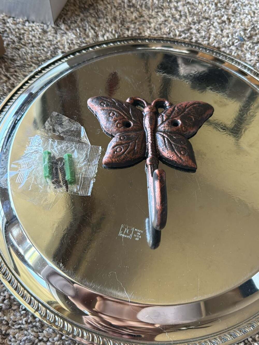 Ironware Butterfly Wall Hook Cast Iron Copper Finish
